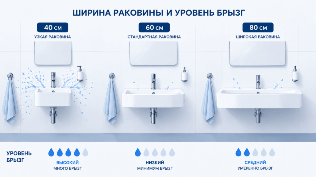 Размеры и характеристики раковины